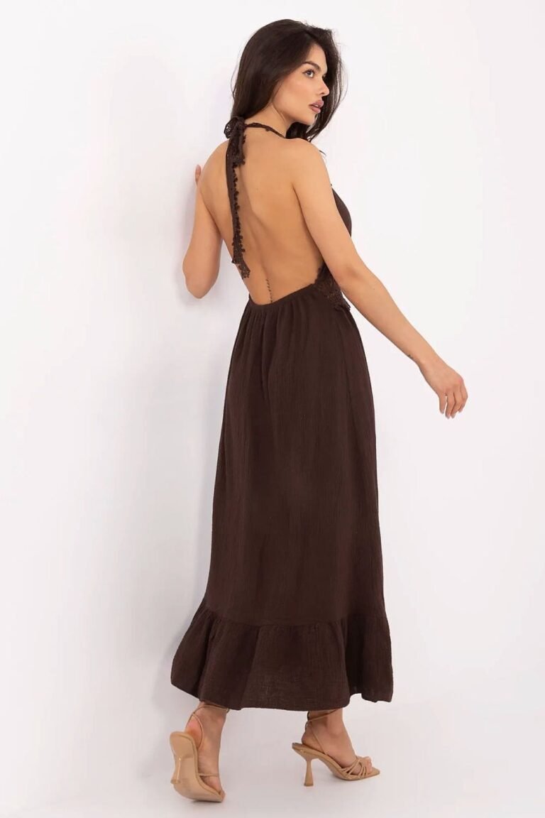 Robe Boheme Marron Longue Dos Nu