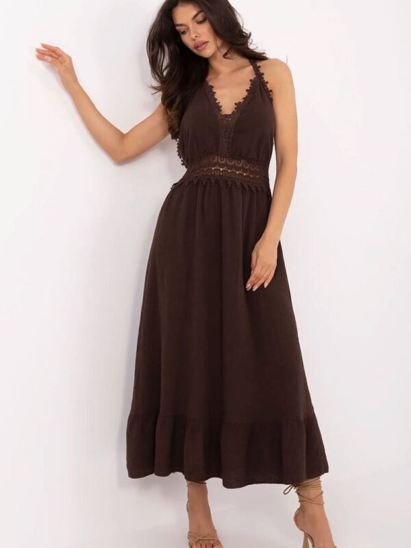 Robe Boheme Marron Longue Dos Nu Marron Taille Unique