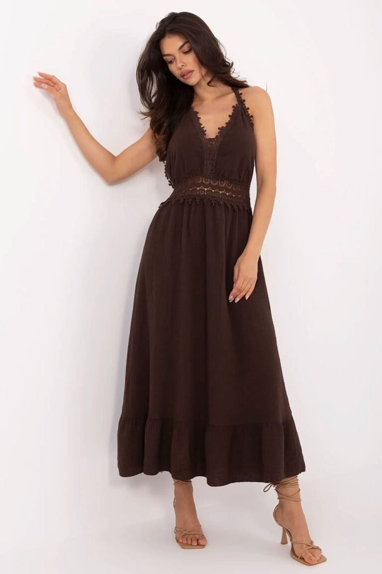 Robe Boheme Marron Longue Dos Nu Marron Taille Unique