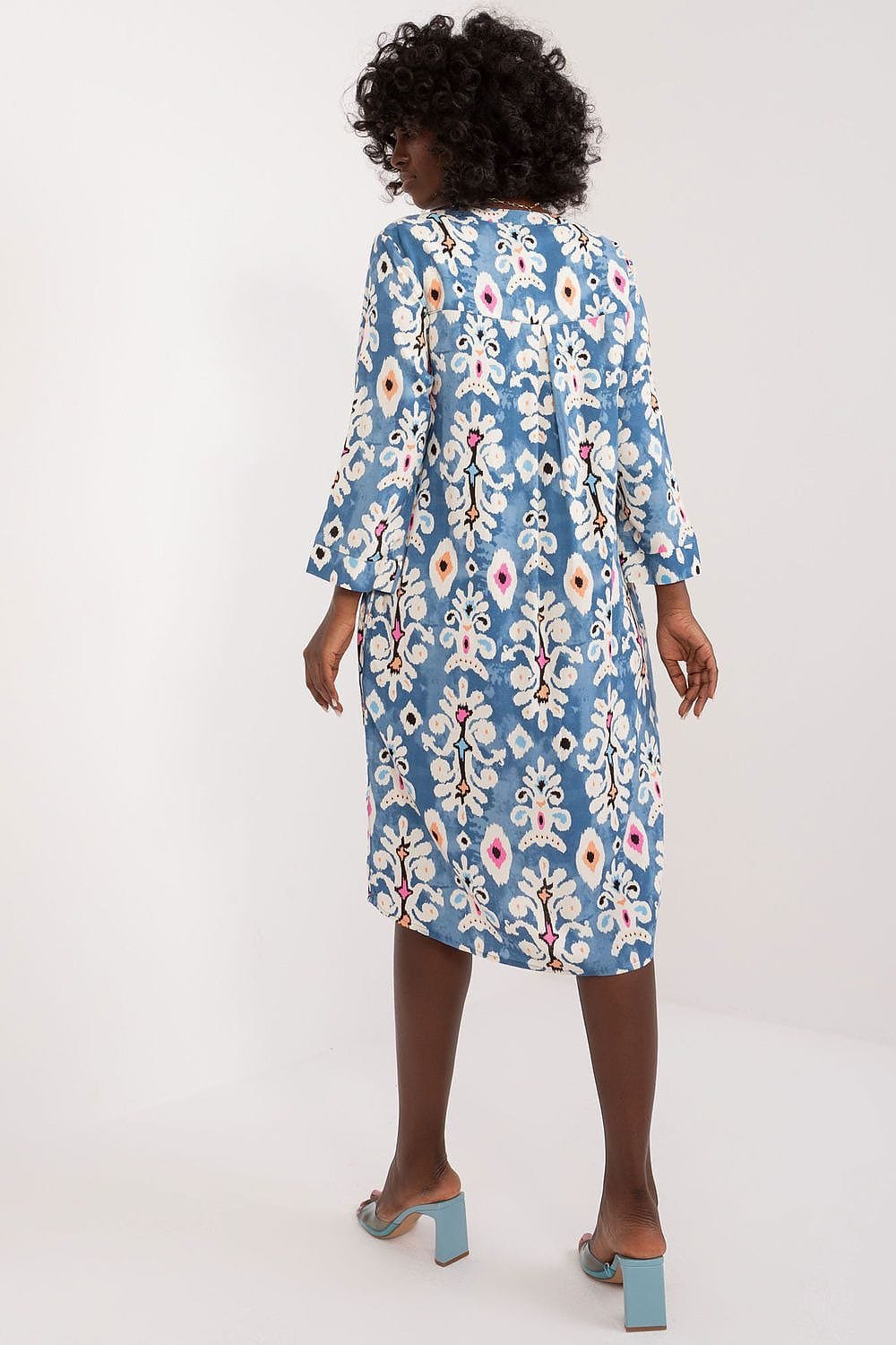 Robe Boheme Midi Fleurie Bleue 2