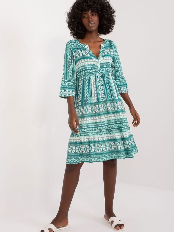 Robe Boheme Verte Et Blanche Manches 3 4 Vert Et Blanc S