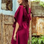Robe Bordeaux Courte Ceinturee 2