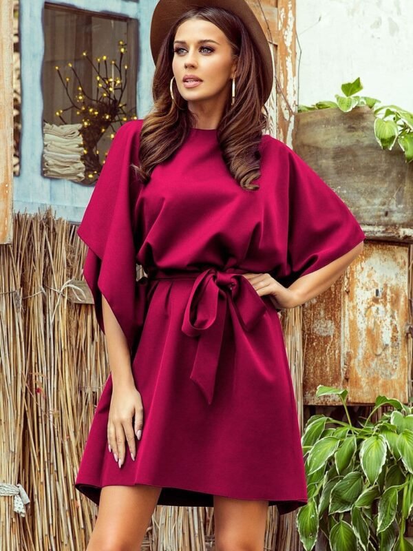 Robe Bordeaux Courte Ceinturee Bordeaux S M