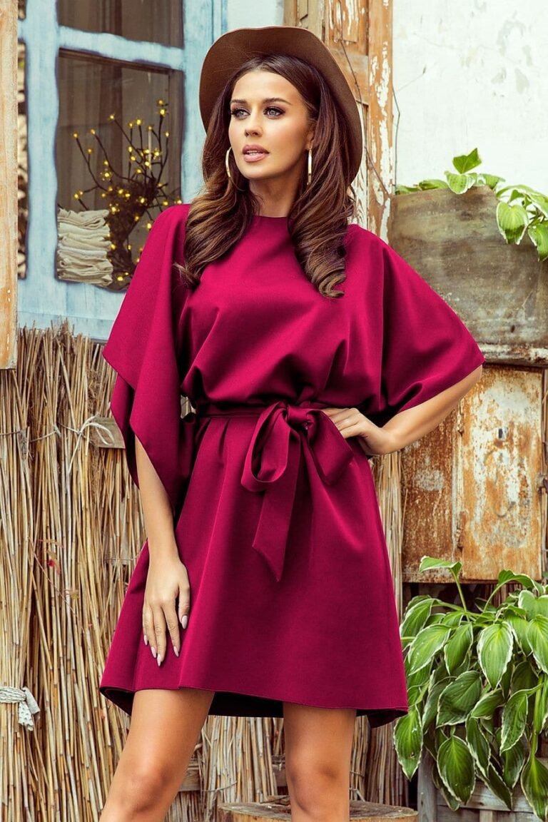 Robe Bordeaux Courte Ceinturee Bordeaux S M
