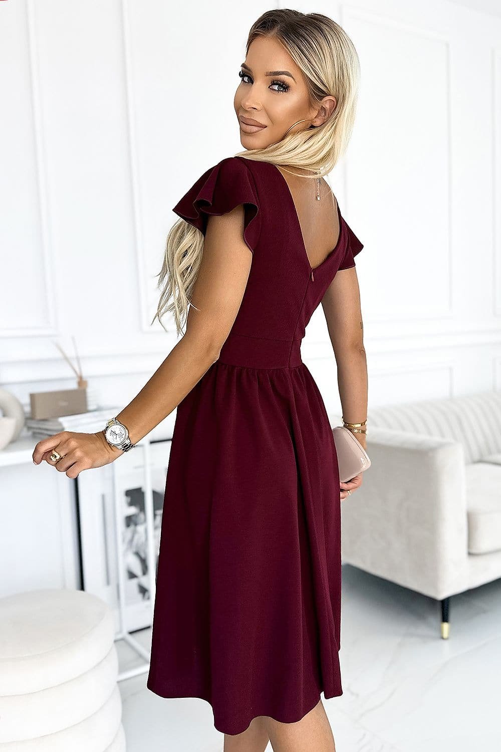 Robe Bordeaux Courte Evasee 2