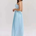 Robe Bustier Bleue Plissee Longue 2
