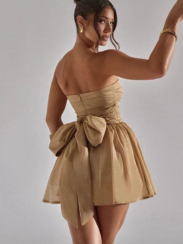 Robe Bustier Courte A Paillette Dore S