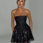 Robe Bustier Courte A Paillette Noir S