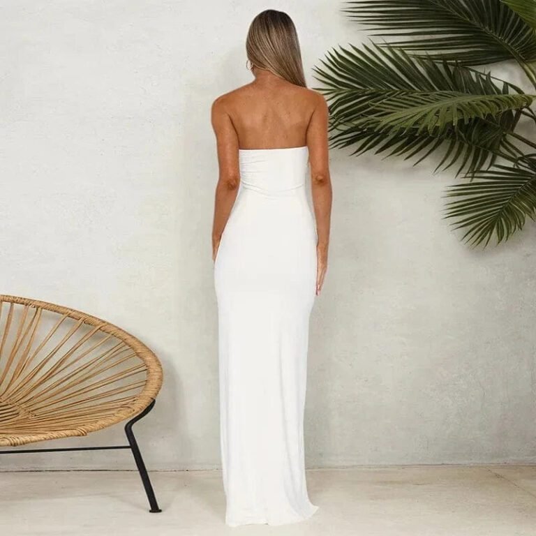 Robe Bustier Longue Fendue Elegante 2
