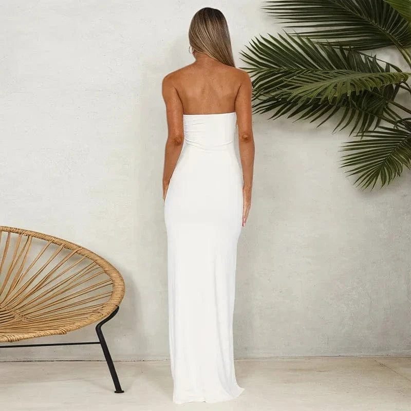 Robe Bustier Longue Fendue Elegante 2