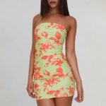 Robe Bustier Mini Moulante Fleurie 2