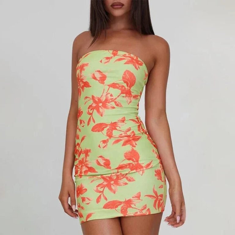 Robe Bustier Mini Moulante Fleurie 2