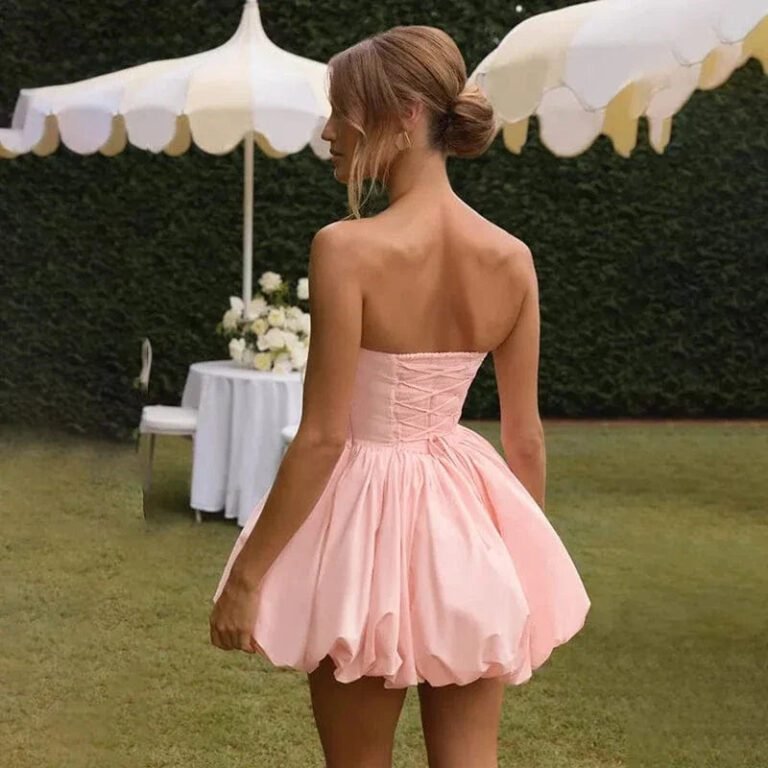 Robe Bustier Rose Lacage Au Dos 2