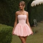 Robe Bustier Rose Lacage Au Dos Rose S