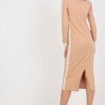 Robe Casual Beige Mi Longue Chic 2