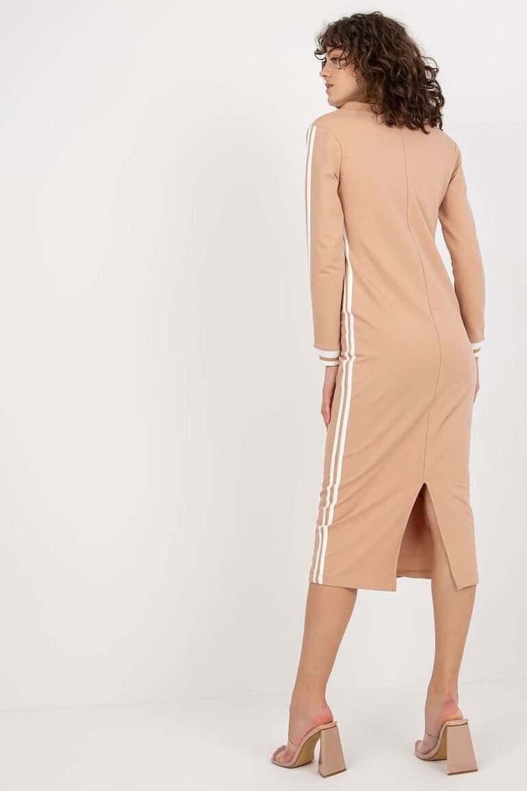 Robe Casual Beige Mi Longue Chic 2