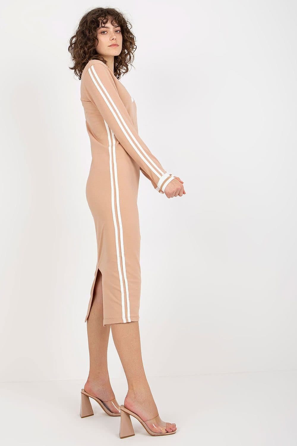 Robe Casual Beige Mi Longue Chic