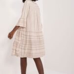Robe Casual Beige Midi Manches Longues 2