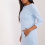 Robe Casual Bleu Courte Manches Longues