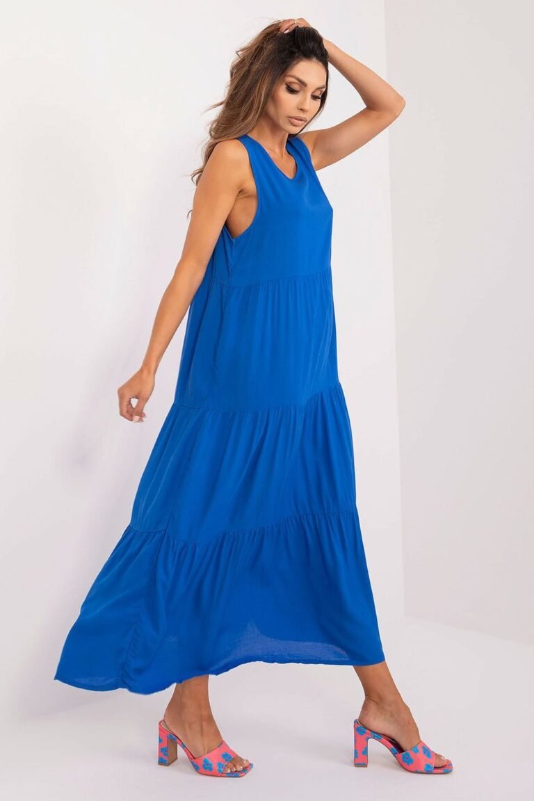 Robe Casual Bleue Fluide Longue