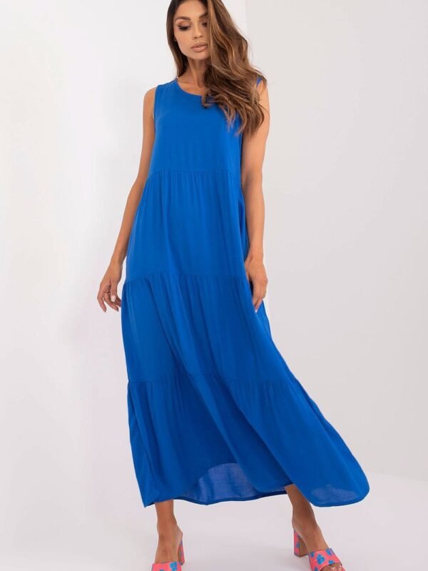 Robe Casual Bleue Fluide Longue Bleu S