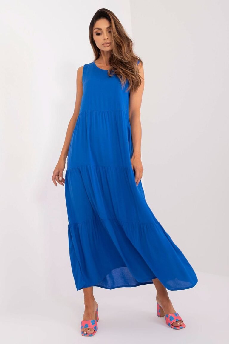 Robe Casual Bleue Fluide Longue Bleu S