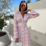 Robe Casual Fleurie Rose Manches Longues 2