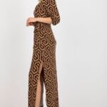 Robe Casual Marron Longue Fendue