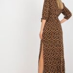 Robe Casual Marron Longue Fendue 2