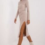 Robe Casual Midi Moulante Manches Longues 8