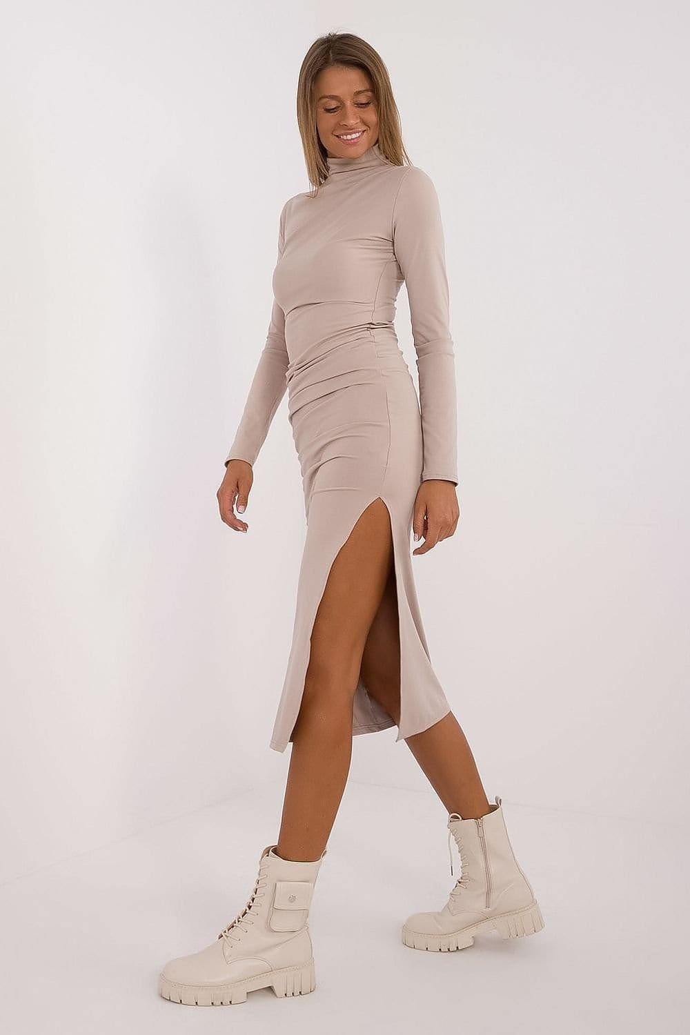Robe Casual Midi Moulante Manches Longues 8