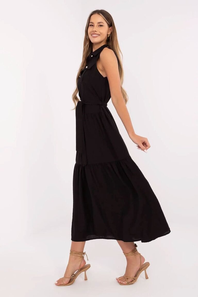 Robe Casual Midi Sans Manches Ceinturee 3