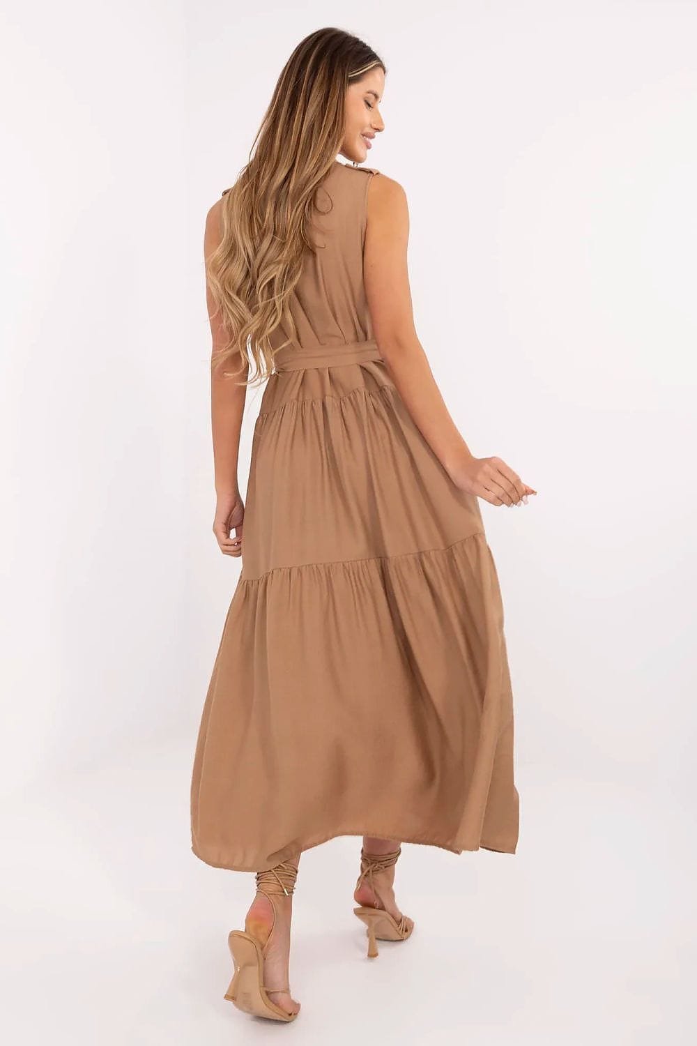 Robe Casual Midi Sans Manches Ceinturee 9