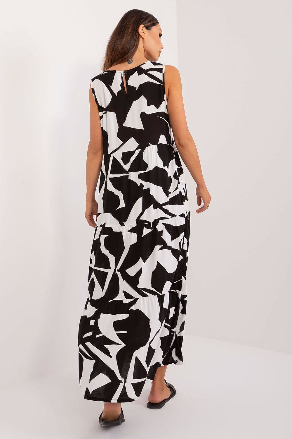 Robe Casual Noire Et Blanche Longue 2