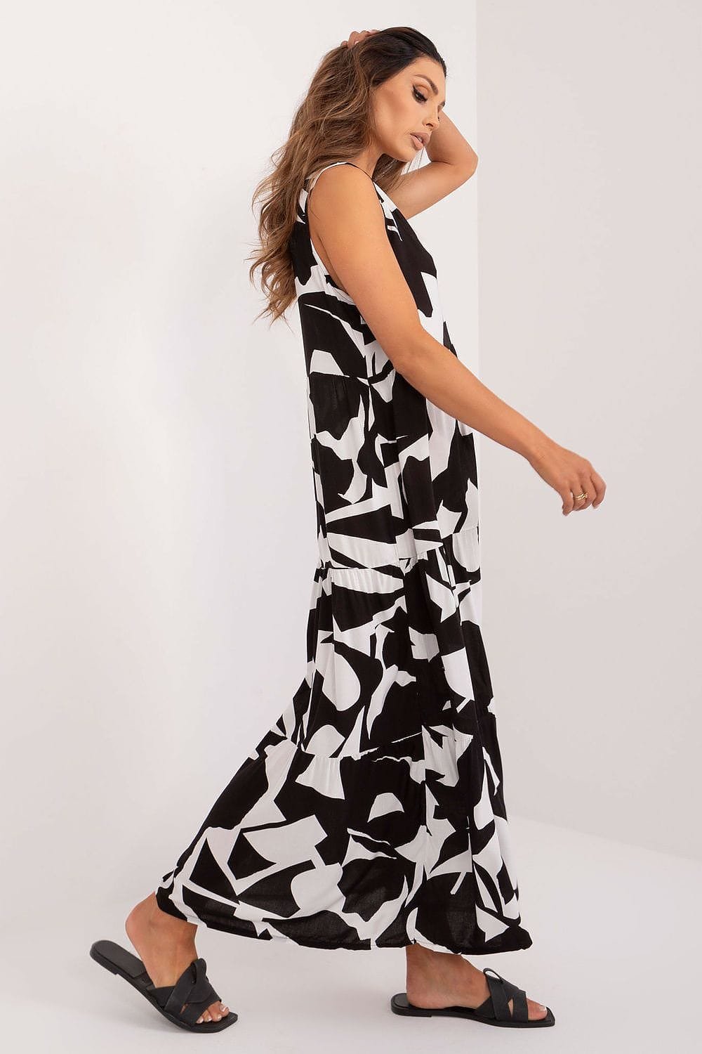 Robe Casual Noire Et Blanche Longue