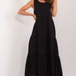 Robe Casual Noire Fluide Sans Manches Noir S