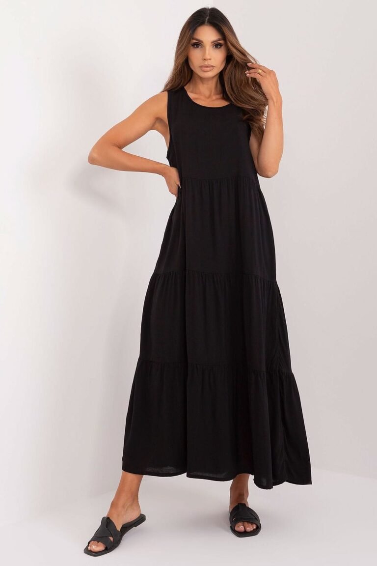 Robe Casual Noire Fluide Sans Manches Noir S