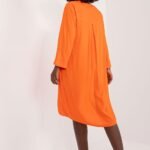 Robe Casual Orange Fluide Manche Longue 2