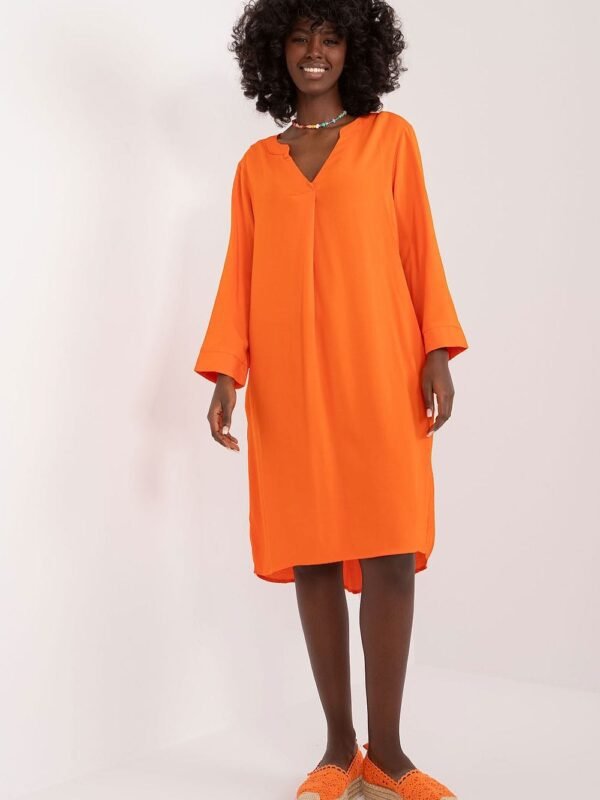 Robe Casual Orange Fluide Manche Longue Orange S