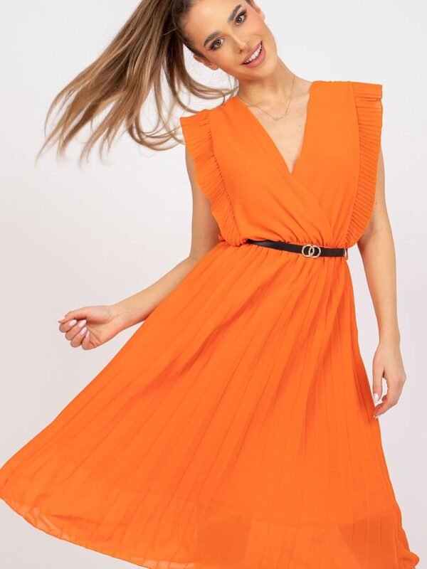 Robe Casual Orange Plissee