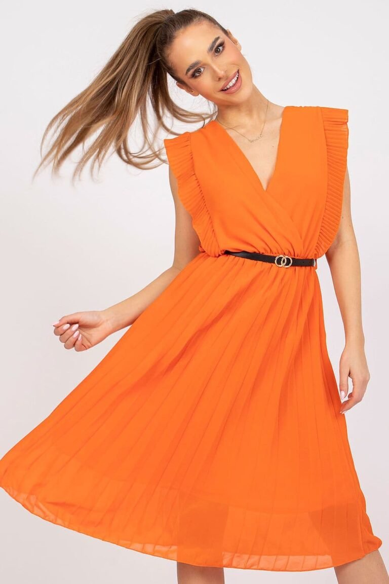 Robe Casual Orange Plissee