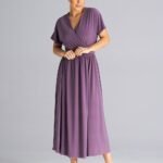Robe Casual Pour Ete Longue Manches Courtes Lilas S M