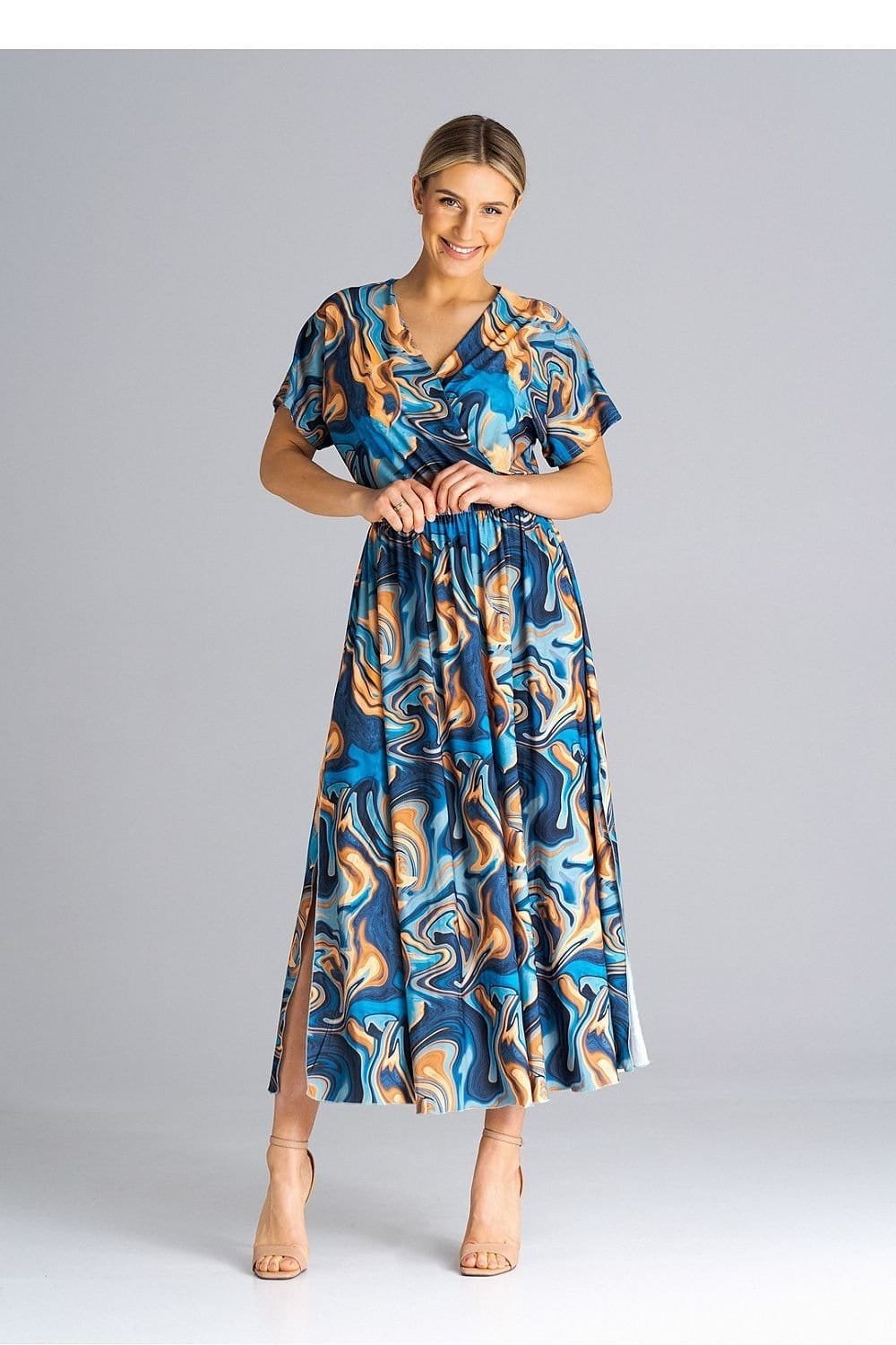 Robe Casual Pour Ete Longue Manches Courtes Multicouleur S M