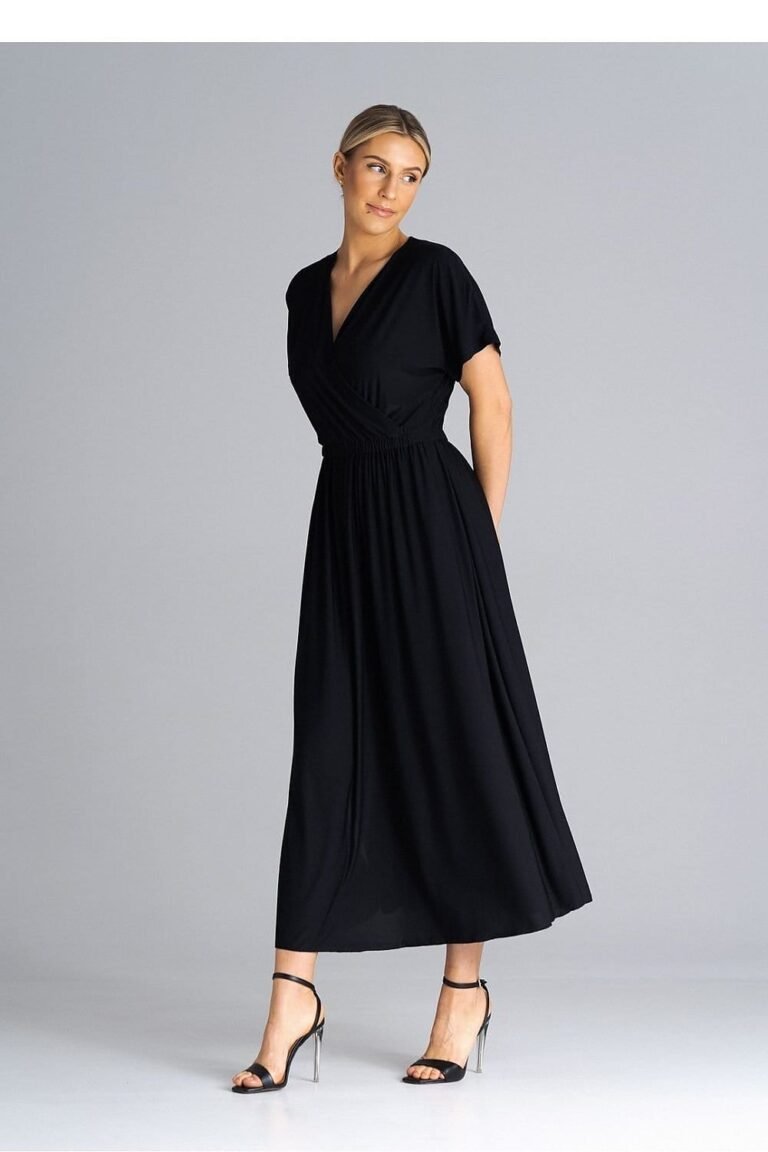 Robe Casual Pour Ete Longue Manches Courtes Noir S M