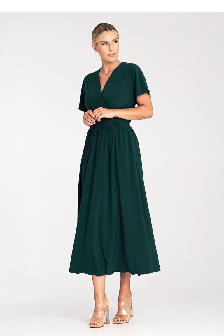 Robe Casual Pour Ete Longue Manches Courtes Vert S M