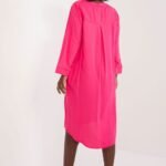 Robe Casual Rose Ample Asymetique Manches Longues 2