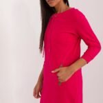 Robe Casual Rouge Courte Manches Longues