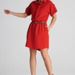 Robe Casual Rouge Manches Courtes 2