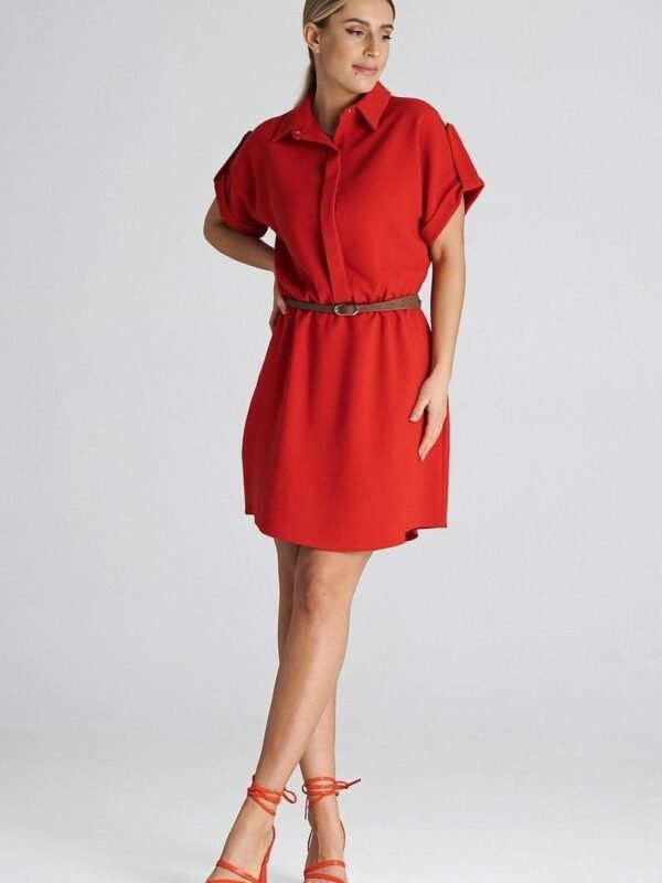 Robe Casual Rouge Manches Courtes Rouge S