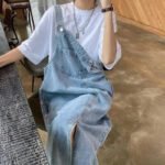 Robe Casual Salopette Midi En Jean